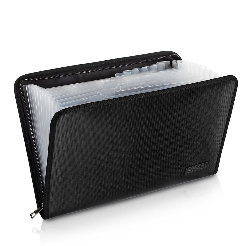 ENGPOW Fireproof File Folder Fireproof Fire and Water Resistant Money Document Bag with A4 Size 13 Pockets Zipper Closure Non-Itchy Silicone Coated Portable Filing Organizer Pouch(14.3" x 9.8") - Image 1